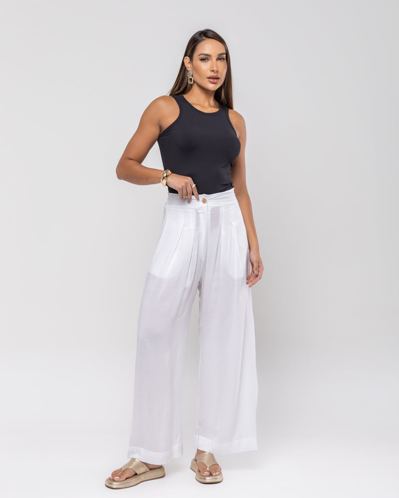 CALÇA PANTALONA VISCOSE BRANCO