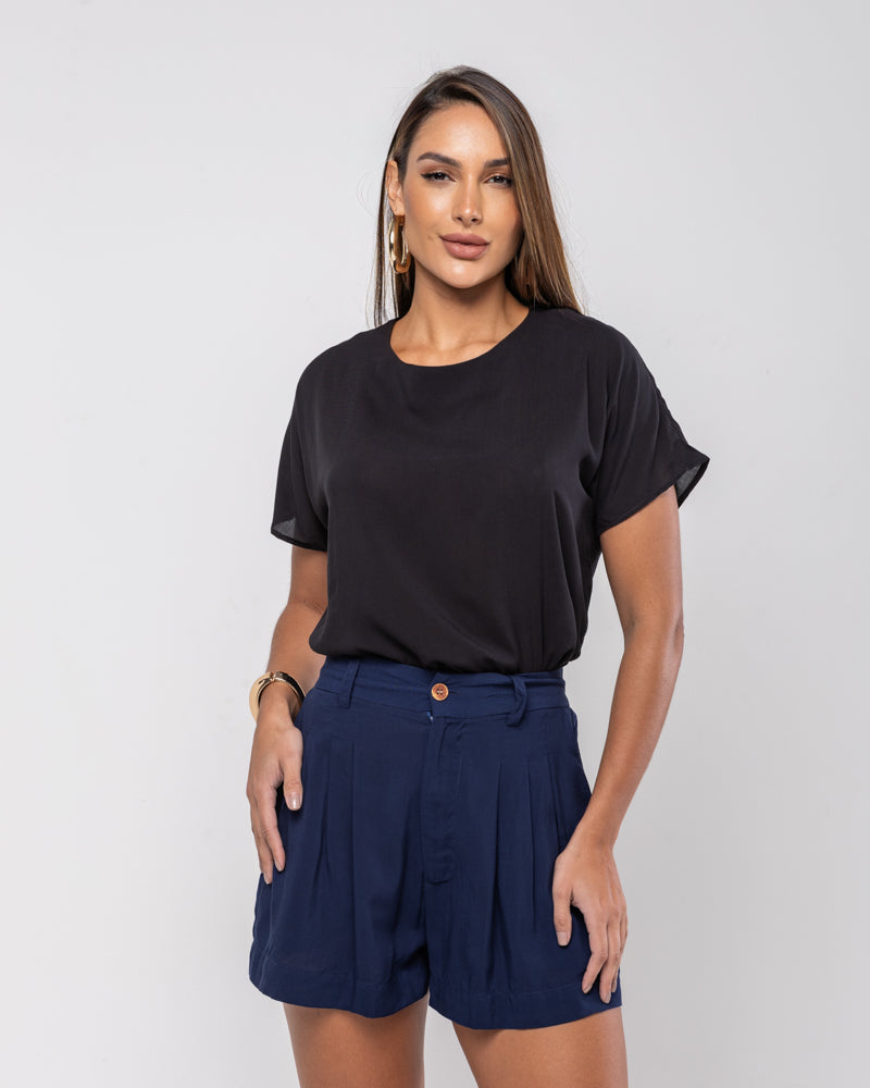 CAMISETA VISCOSE AZULO PRETO
