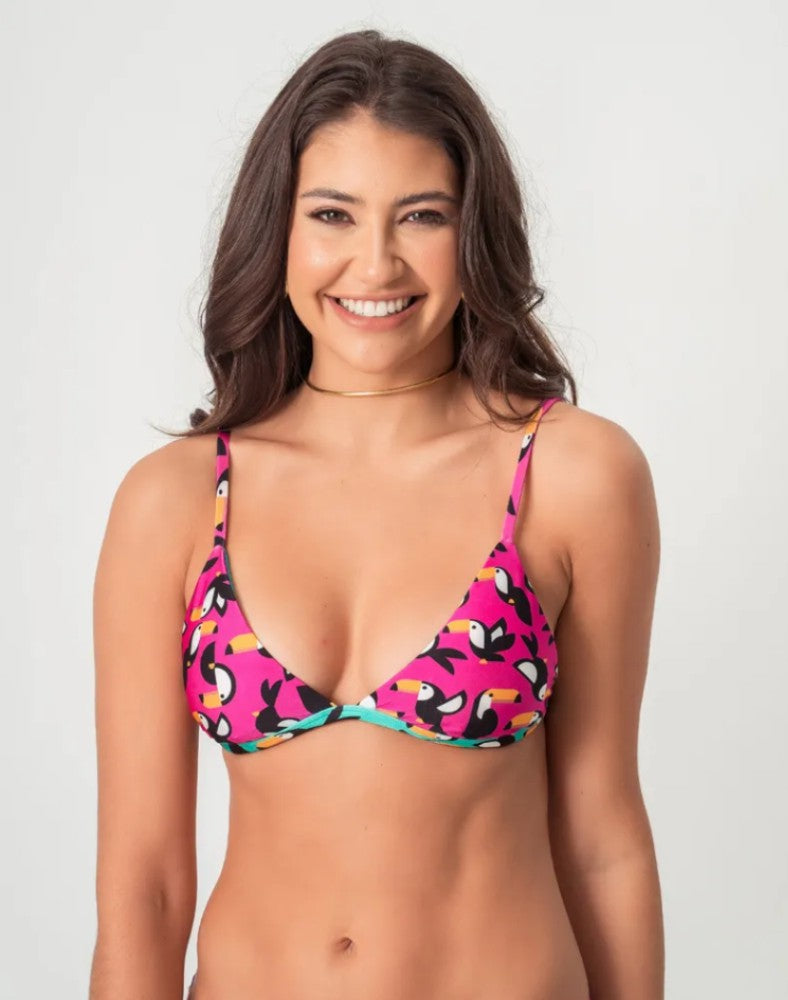 TOP CAMISETA A MALIBU TUCANO ROSA CHOQUE