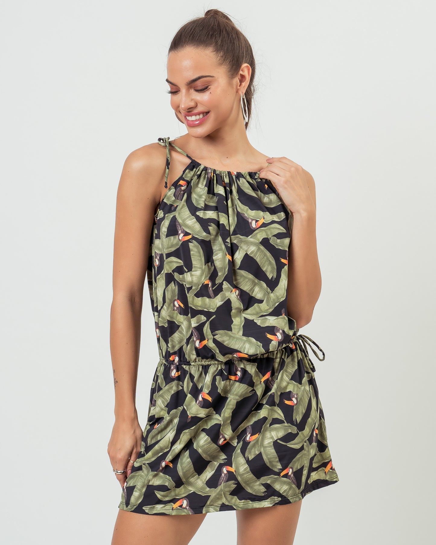VESTIDO AJUSTE ENSEADA TUCANO FOLHAGEM