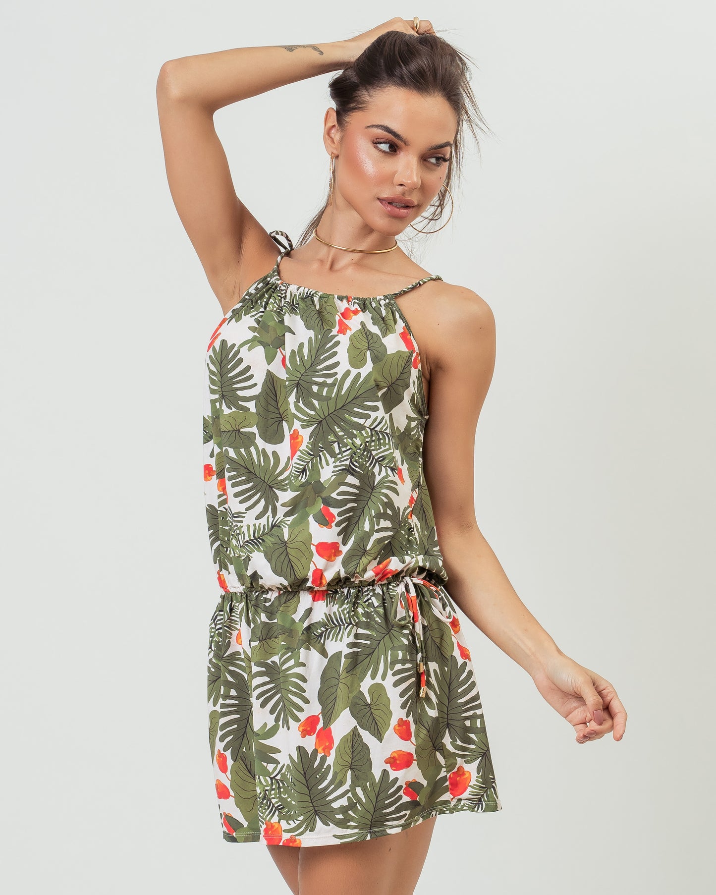 VESTIDO AJUSTE ENSEADA CAJU FOLHAGEM