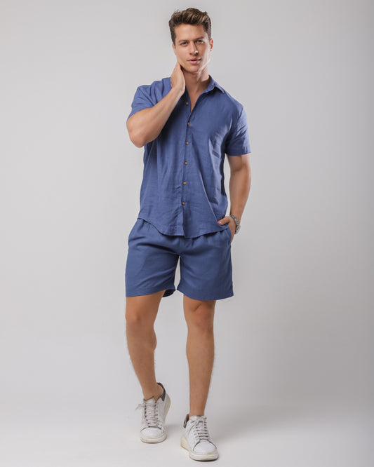 CAMISA MASC. LINHO MARINHO