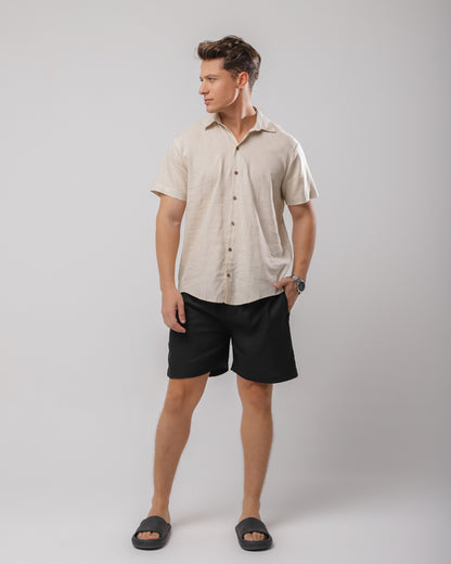 CAMISA MASC. LINHO BEGE