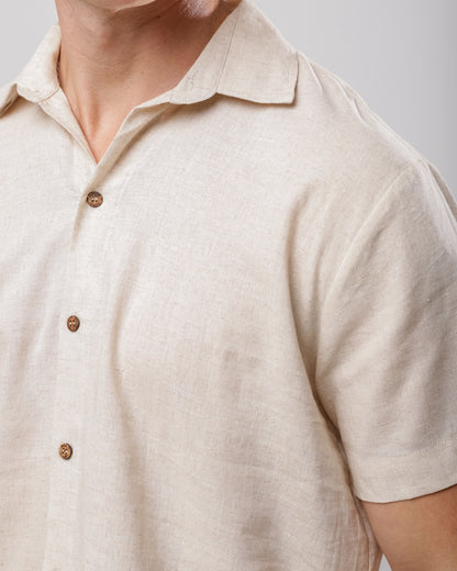 CAMISA MASC. LINHO BEGE