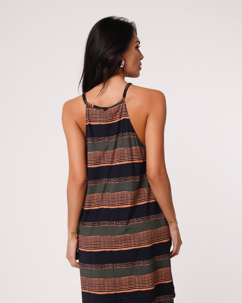 VESTIDO BIO ALCINHA BOLSINHO AZULO ELEMENTOS PRIMÁRIOS