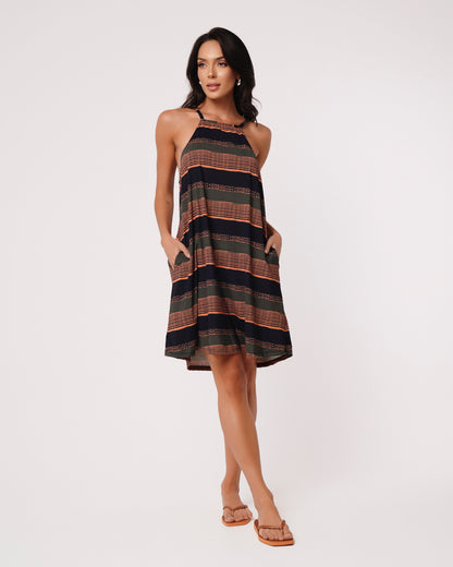 VESTIDO BIO ALCINHA BOLSINHO AZULO ELEMENTOS PRIMÁRIOS