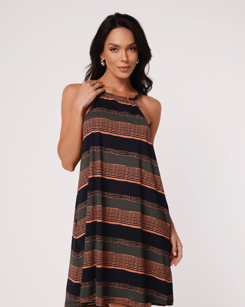 VESTIDO BIO ALCINHA BOLSINHO AZULO ELEMENTOS PRIMÁRIOS