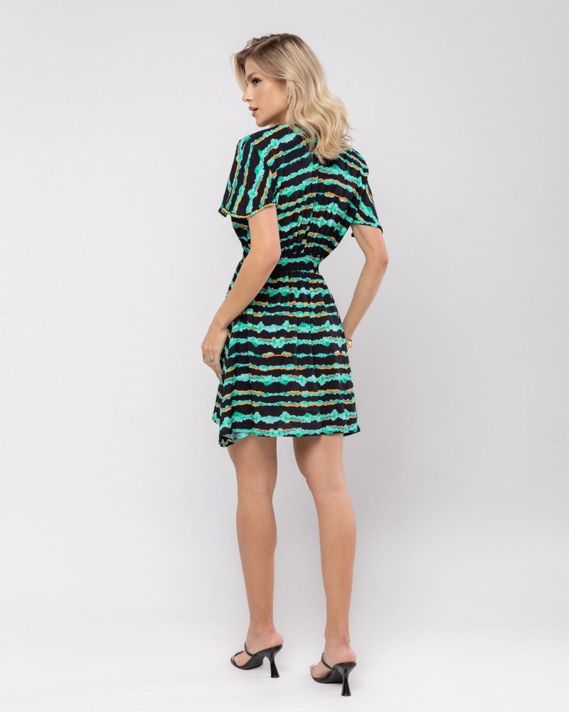 VESTIDO LASTEX NAZARÉ AZULO ONDAS ELETRICAS