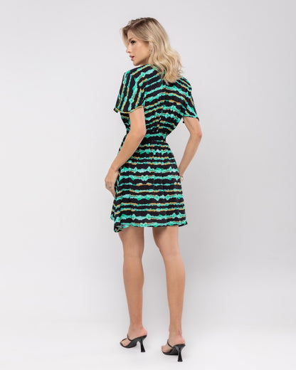 VESTIDO LASTEX NAZARÉ AZULO ONDAS ELETRICAS