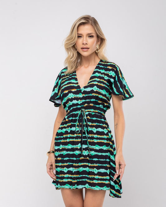 VESTIDO LASTEX NAZARÉ AZULO ONDAS ELETRICAS