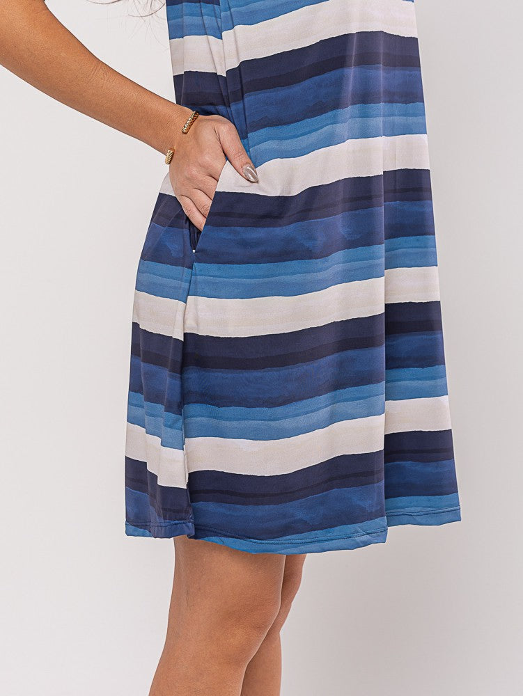 VESTIDO ALCINHA BOLSO BIO AZULÔ DEGRADÊ MARINHO