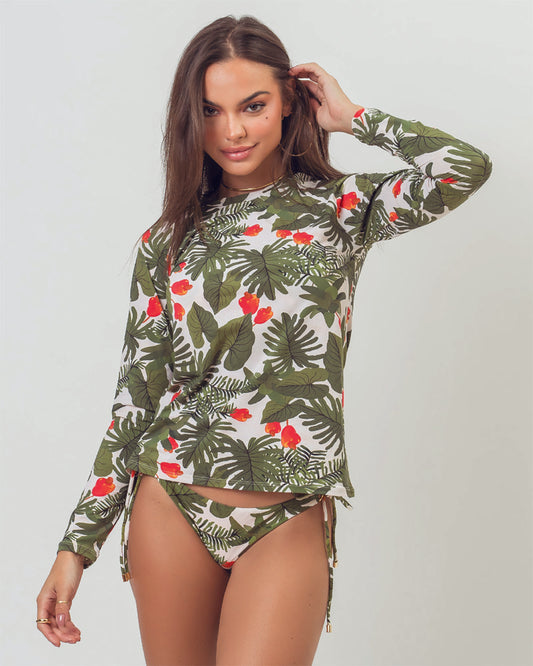 CAMISETA UV FEMININA ML CAJU FOLHAGEM