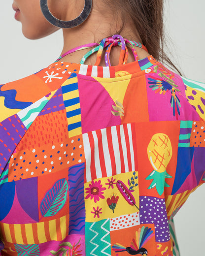 CAMISETA UV FEMININA ML PATCHWORK