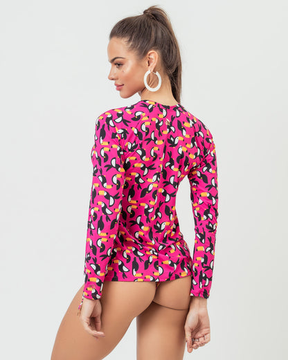 CAMISETA UV FEMININA ML TUCANO ROSA CHOQUE
