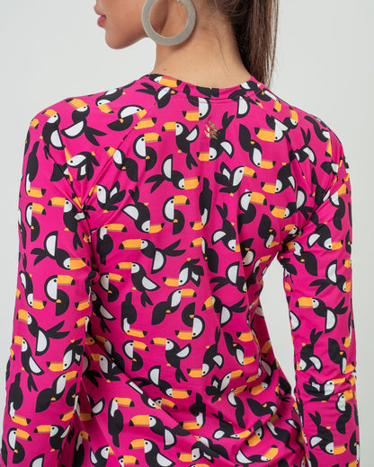 CAMISETA UV FEMININA ML TUCANO ROSA CHOQUE