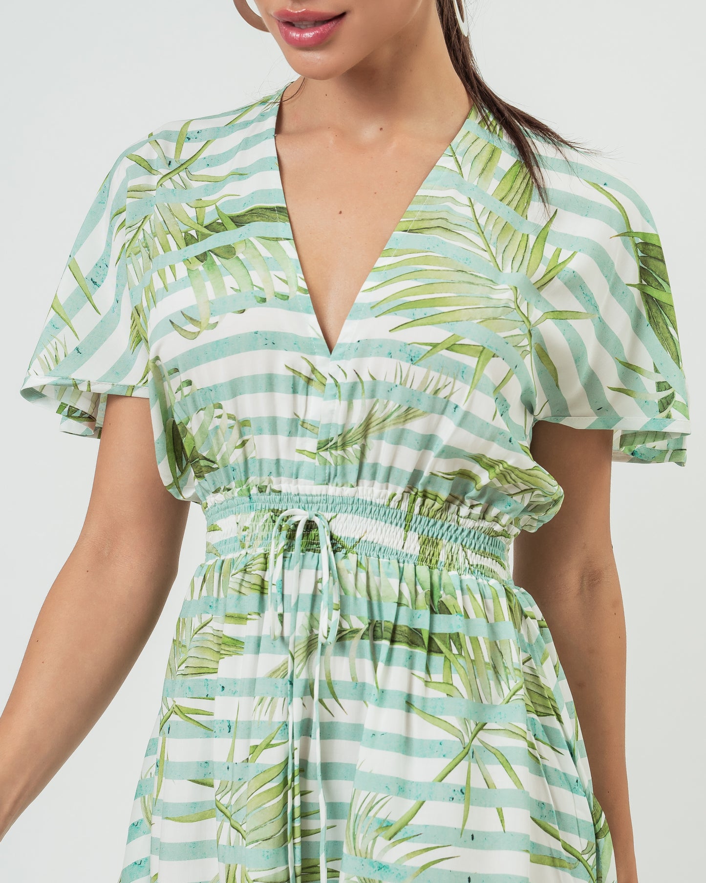 VESTIDO LASTEX NAZARÉ LISTRA NATUREZA