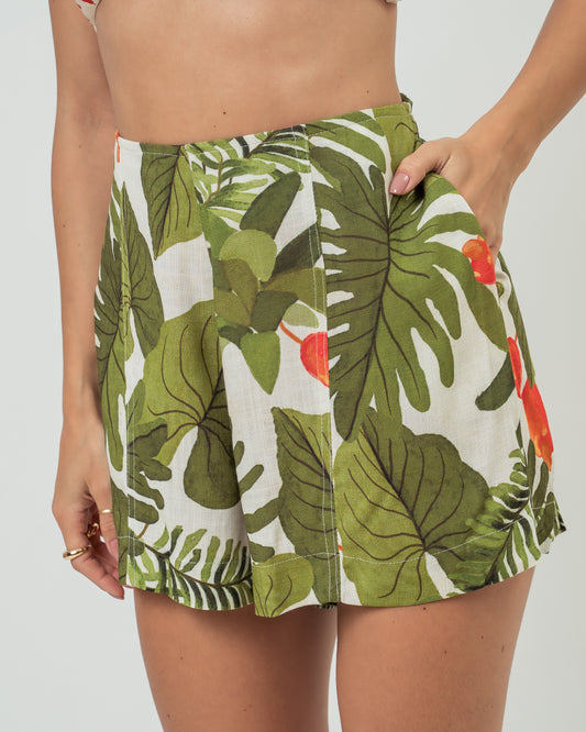 SHORT CONFORT TAORMINA CAJU FOLHAGEM